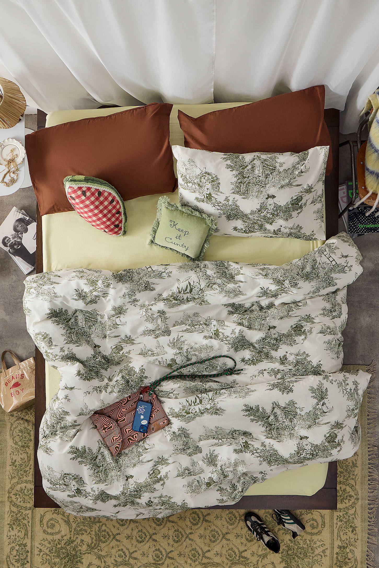 Froggy Toile Duvet Set - Green