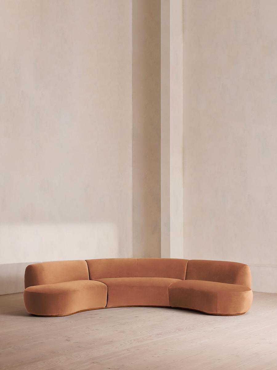 Aline Serpentine Modular Sofa, Four Seater, Antique Rose Velvet