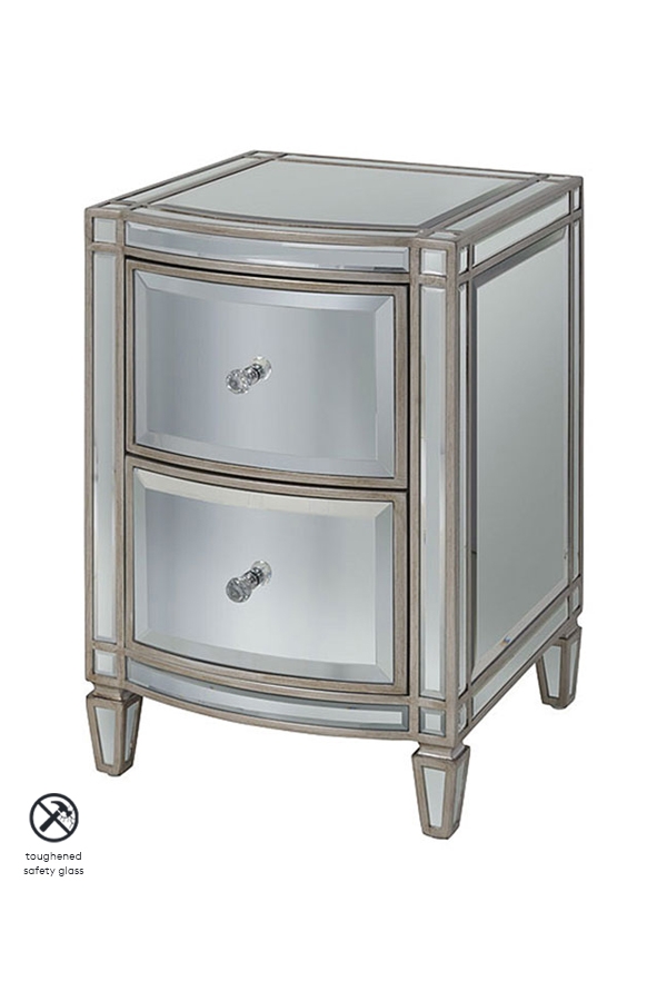 Antoinette Toughened Mirror Bedside Table