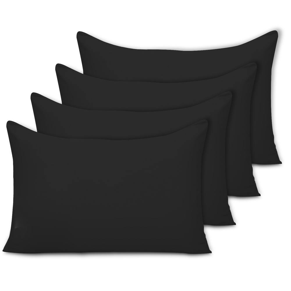Grace Microfiber Pillow Cases Pack of 4 with Envelope Closure in Black