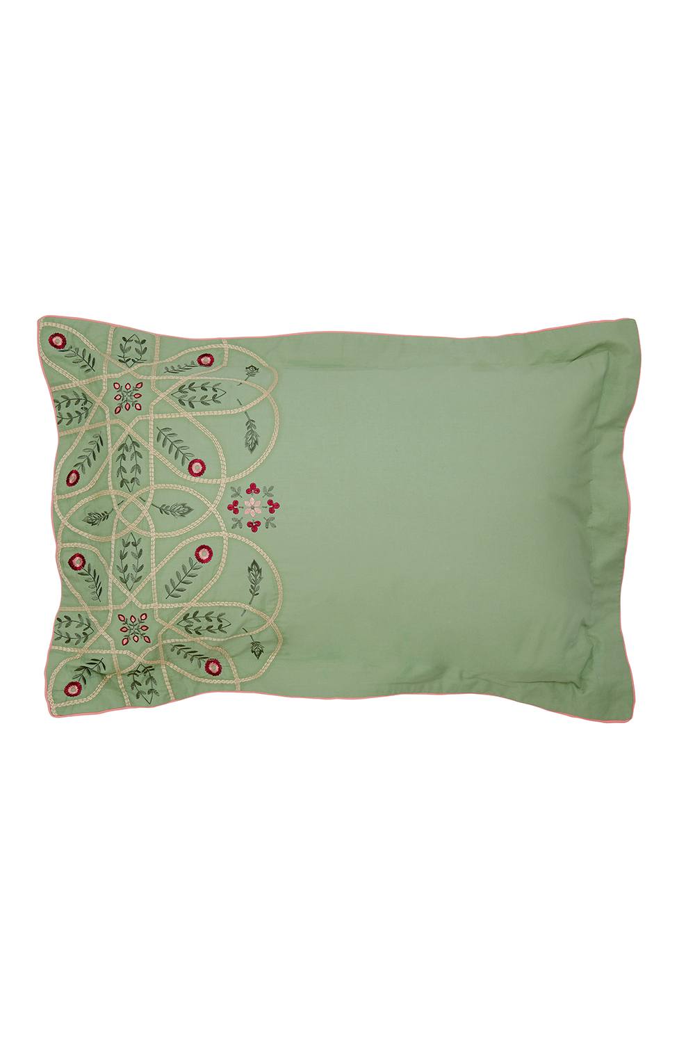 Morris & Co 'Brophy Embroidery Cotton' Duvet Cover Set in Green 3