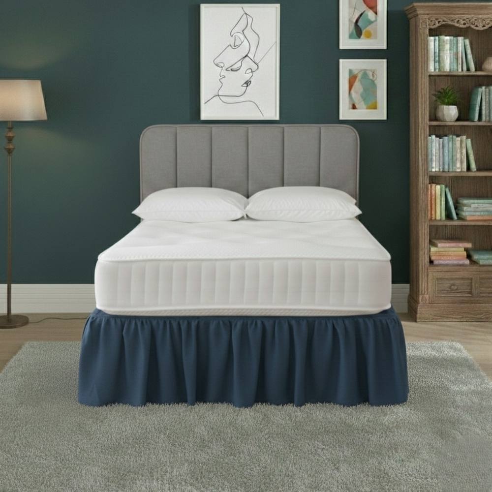 Snug City Base Valance Polycotton Sheet for Divan Beds Easy Care Bed Base Cover in Mid Blue