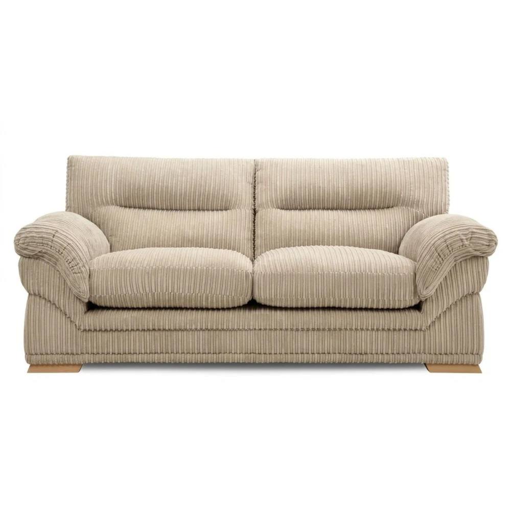 Bliss Furniture Amalfi 3 Seater Claude Sofa Modern Plush Fabric in Beige