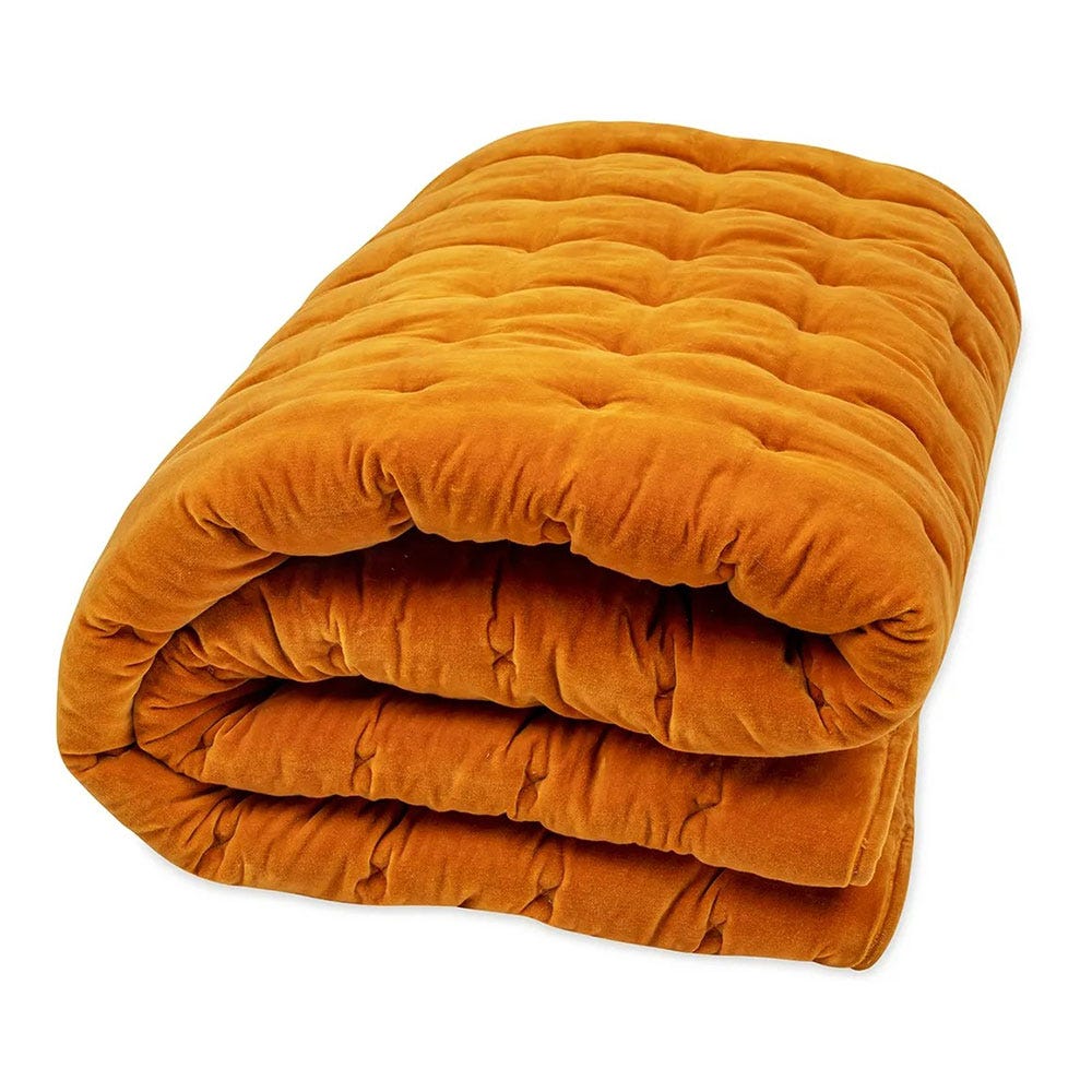 Heal's Velvet Quilt Ochre 140 x 200cm 3