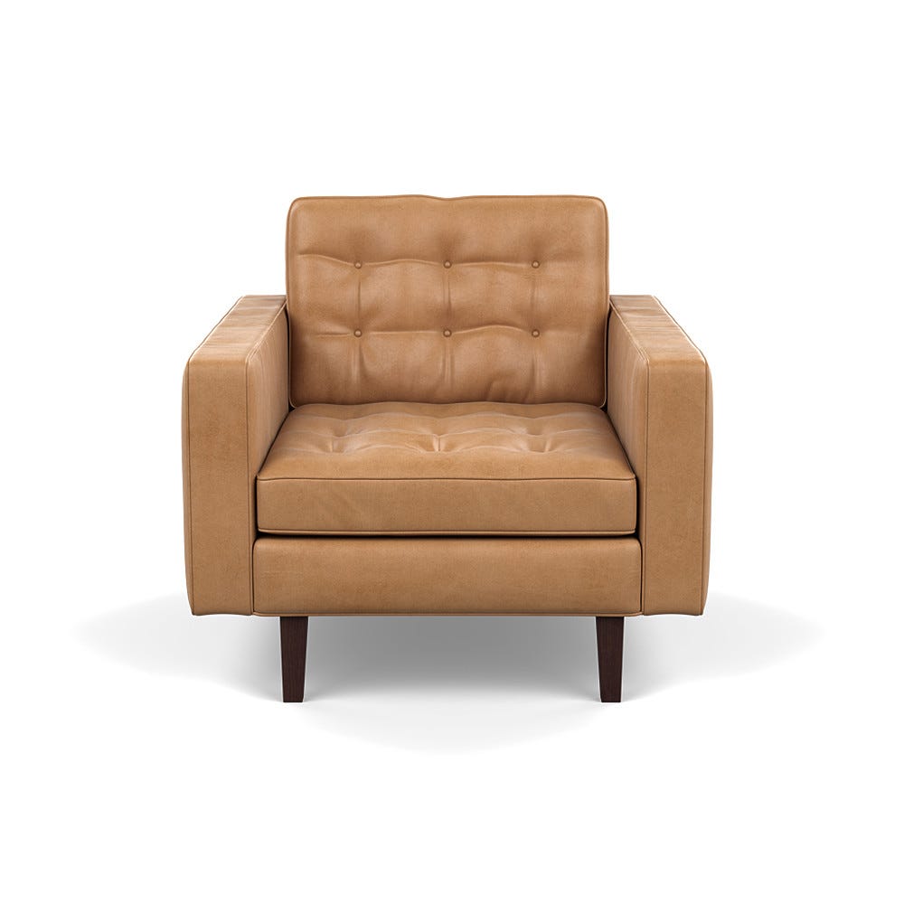 Heal's Hepburn Armchair Daino Leather Parchment Black Feet