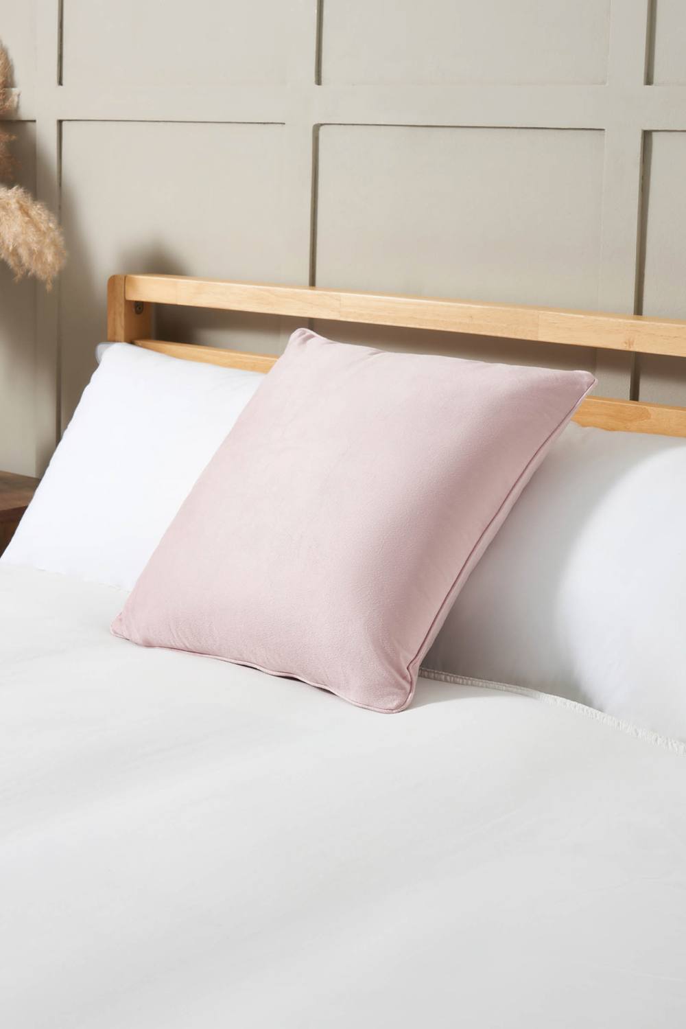 BHS Small Velour Piped Cushion in Pink