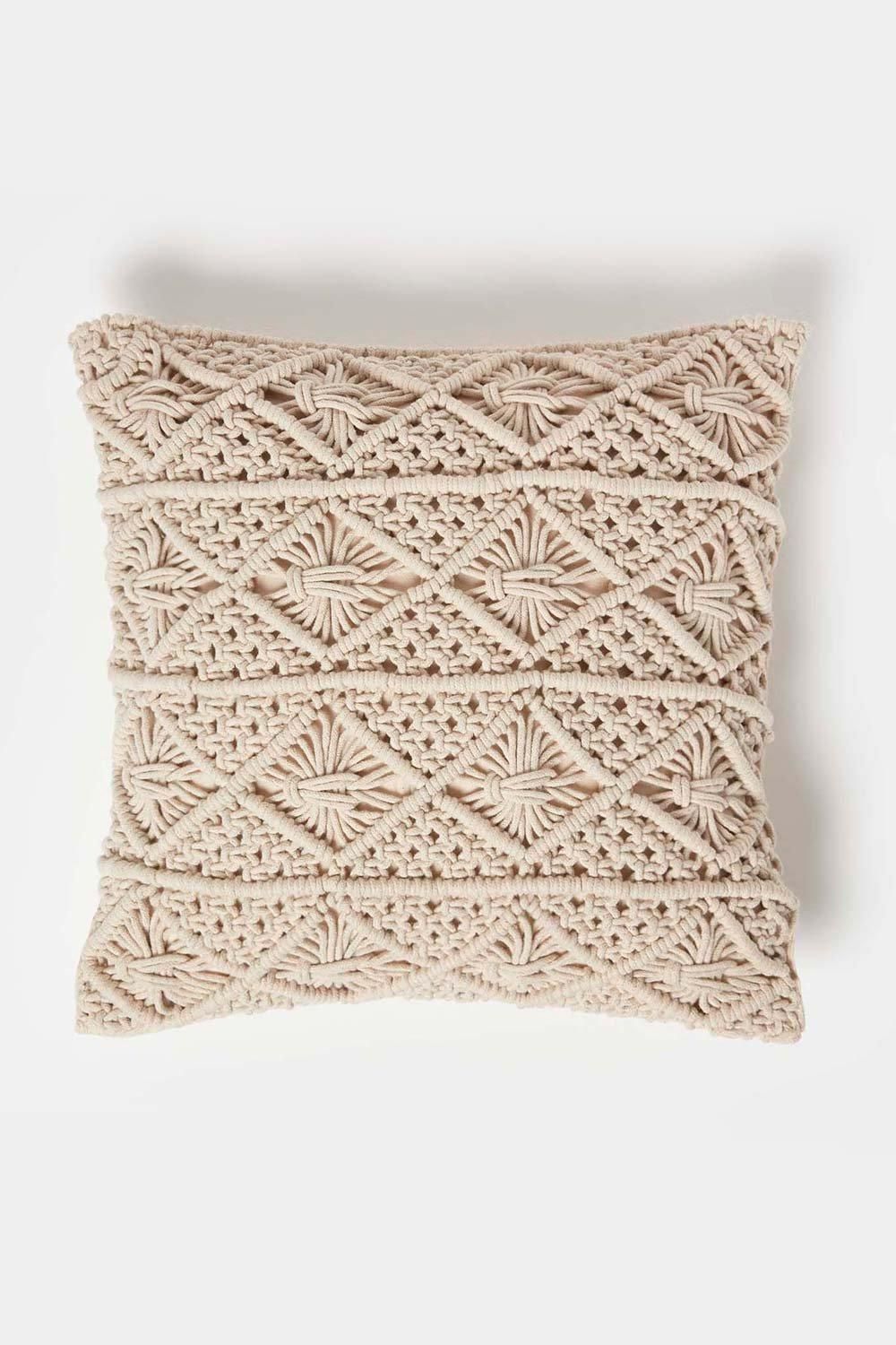Homescapes Willow Handwoven Natural Macrame Cushion