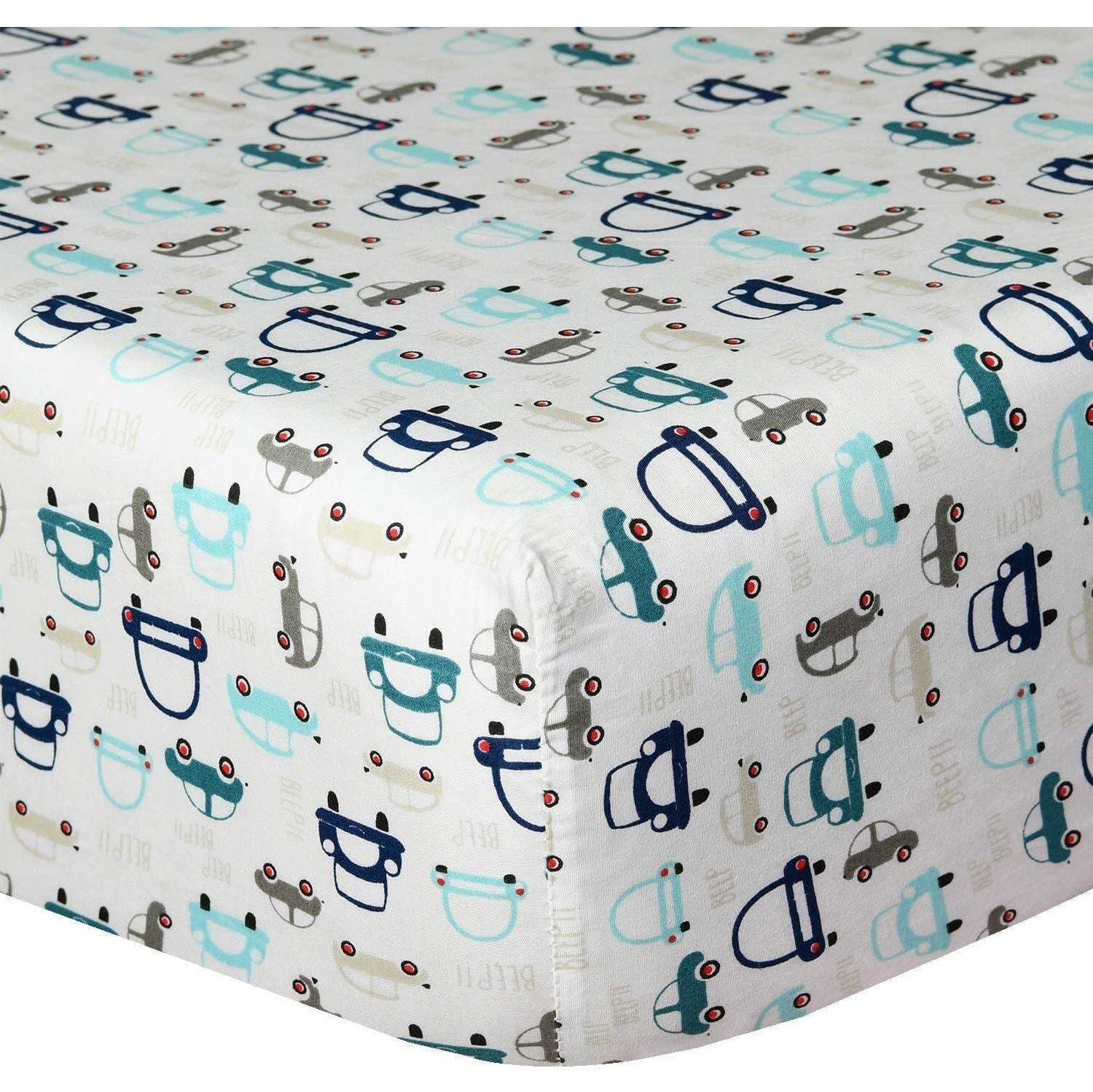 Smart Living Soft & Breathable Nursery Cars Cotton Crib Sheet