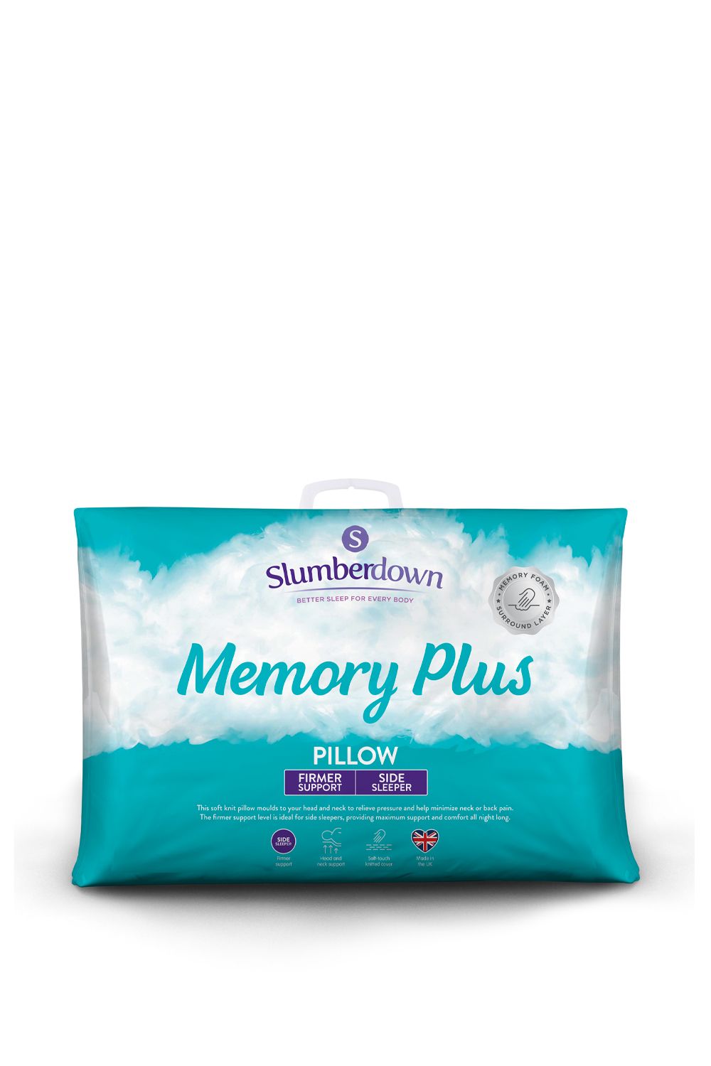 Slumberdown Single Memory Foam Plus Firm Support Pillow in White