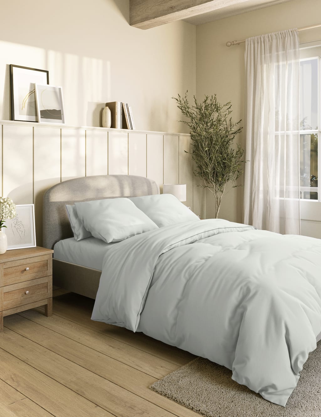 M&S Pure Cotton 180 Thread Count Duvet Cover Silver Grey