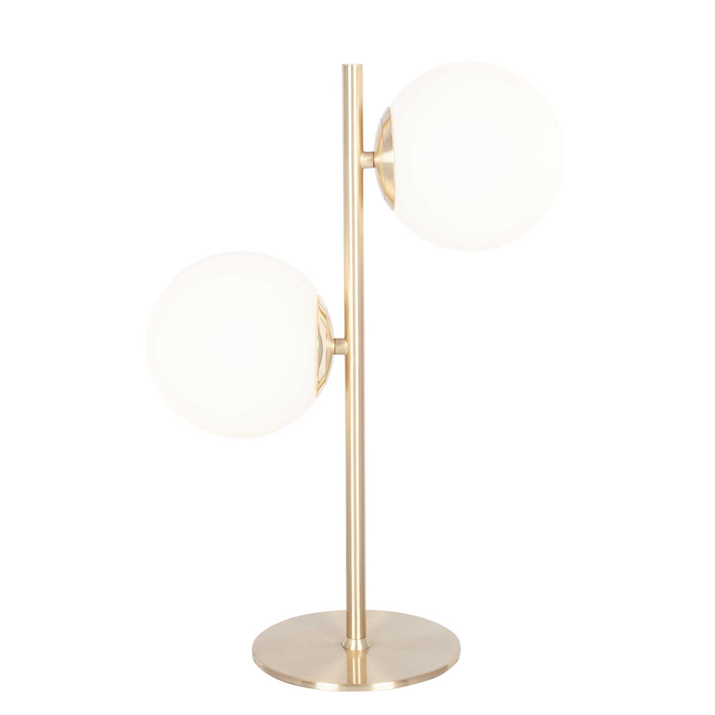 Orb Table Lamp, White and Brushed Brass