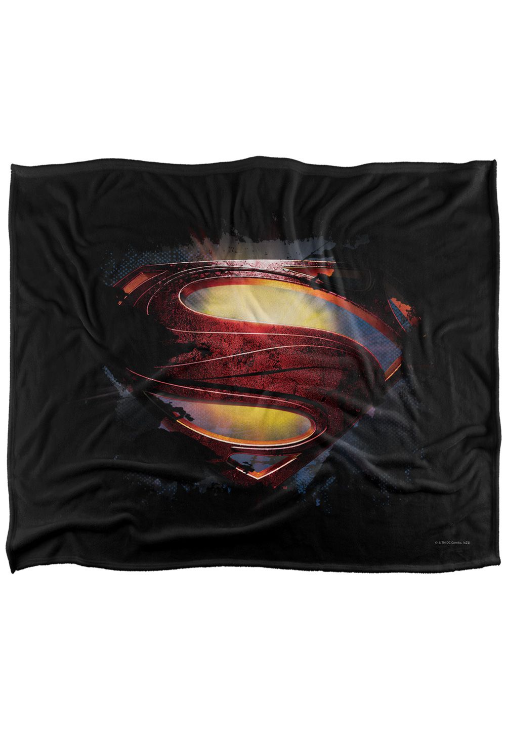 Superman Man of Steel Grungy Shield Silky Touch Super Soft Throw Blanket 152 X 127 cm in White