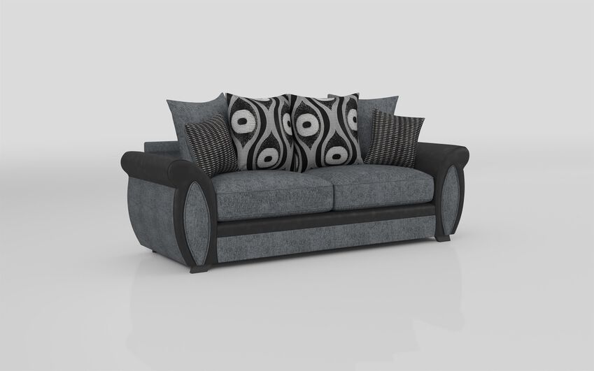 ScS Living Grey Maddie Fabric 3 Seater Scatter Back Sofa