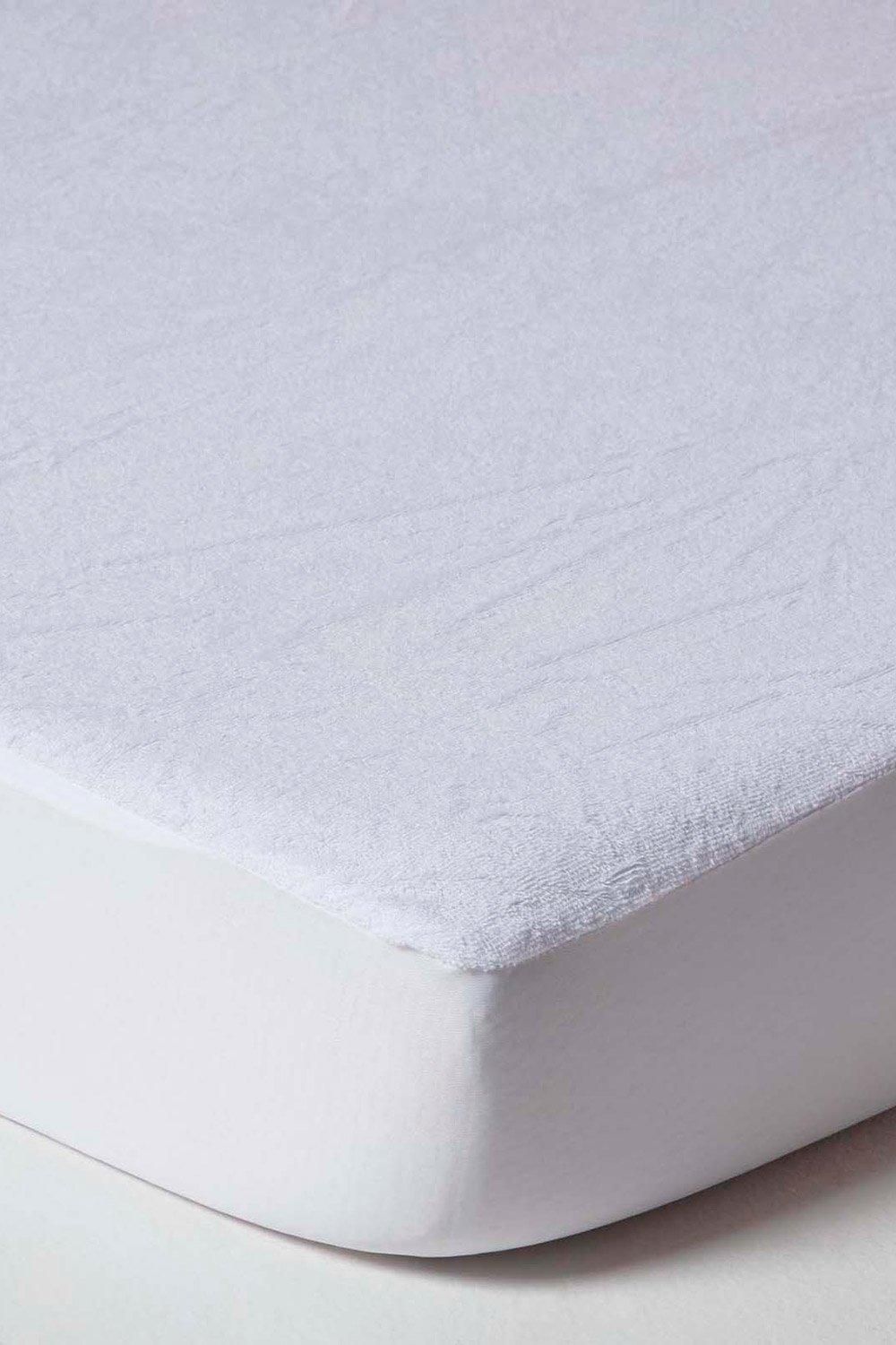 Homescapes Cot Bed Terry Towelling Waterproof Mattress Protector Pack of 2 in White