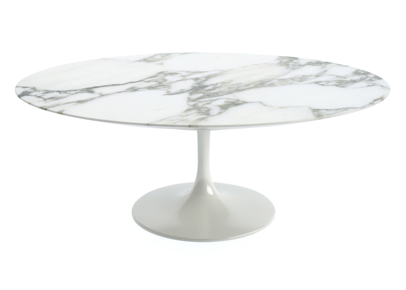 Knoll Saarinen Oval Coffee Table Arabescato Coated Marble