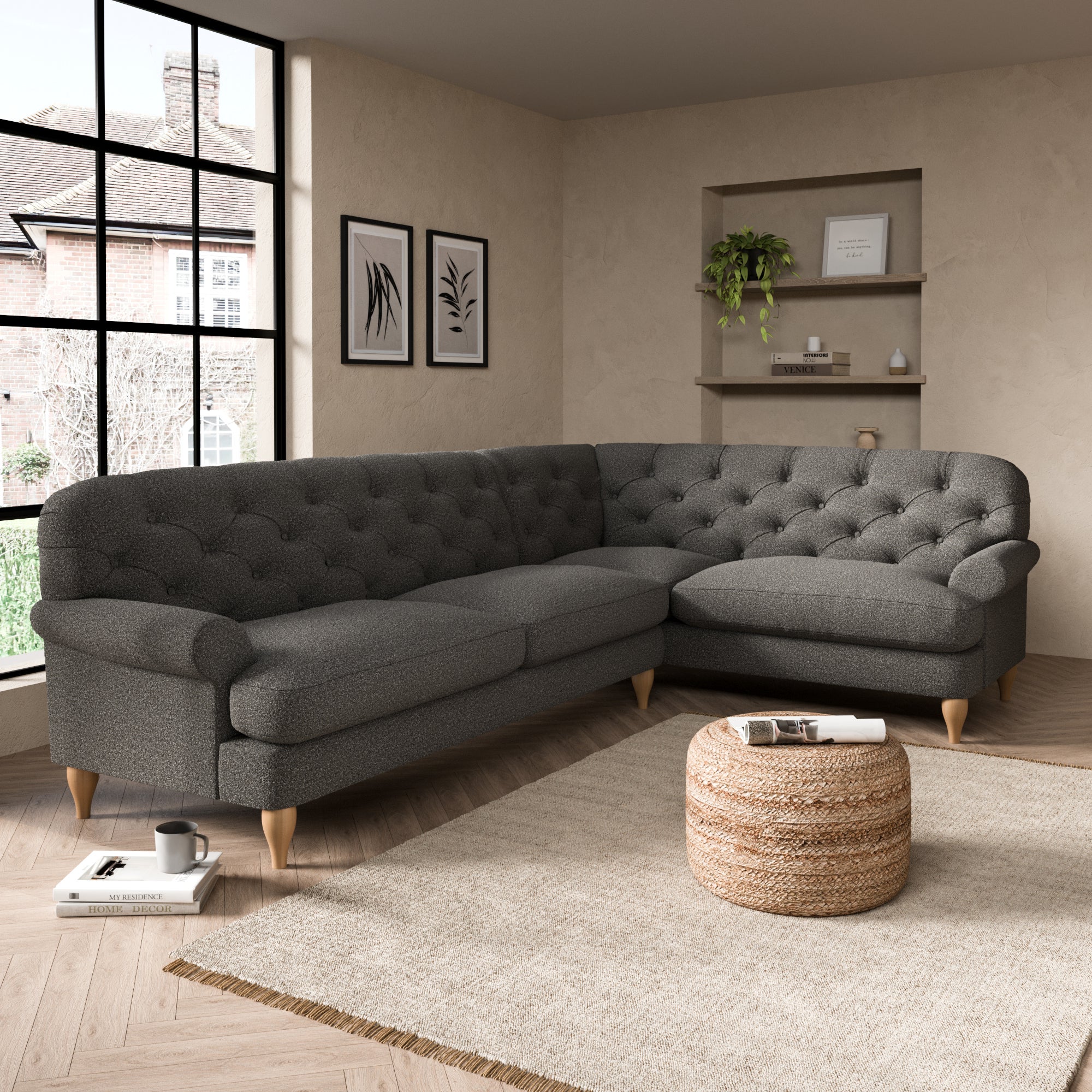 Canterbury Cosy Marl Right Hand Corner Sofa Grey