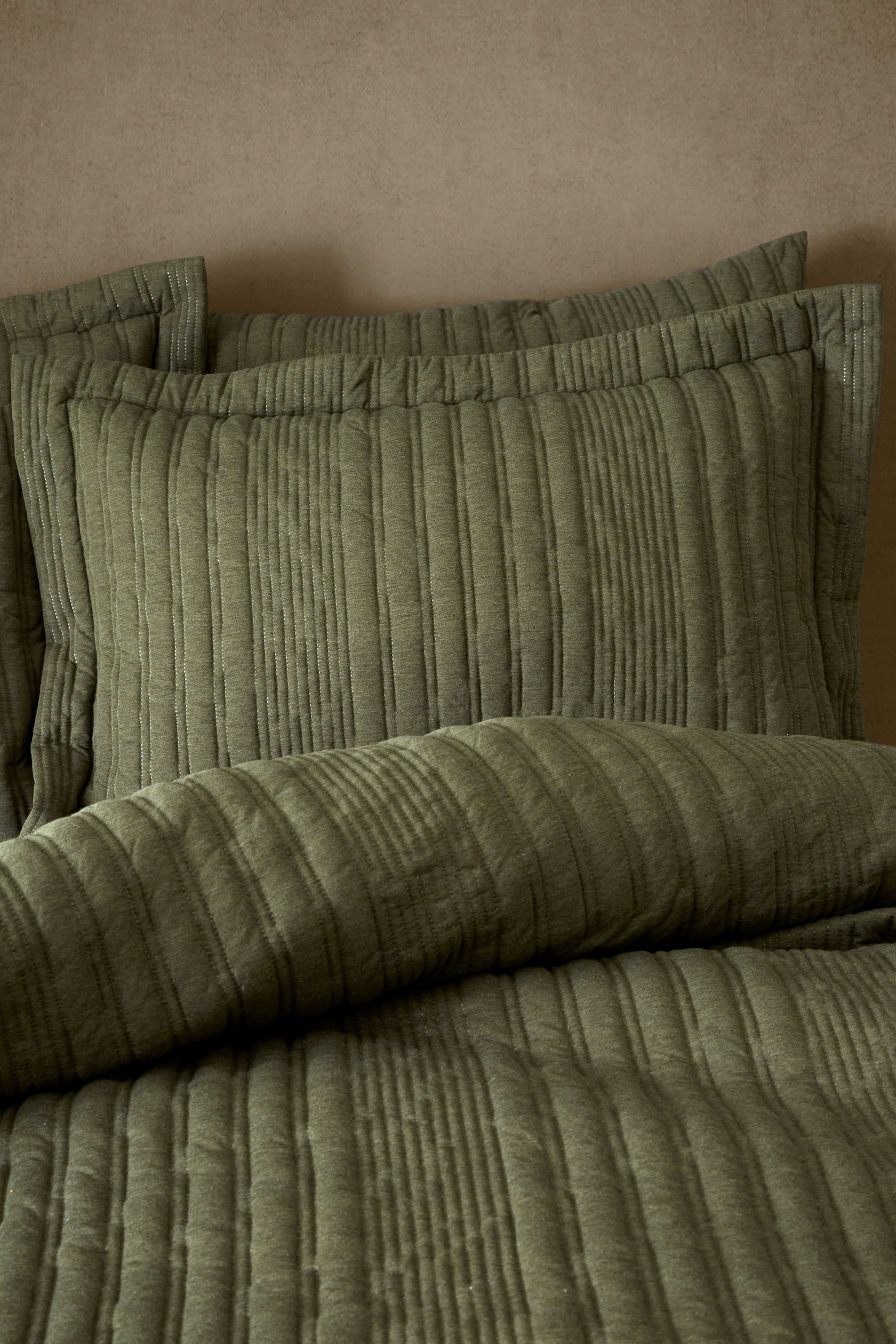 Pineapple Elephant 'Tamba Jersey Stripe' Oxford Pillowcase Pair in Olive