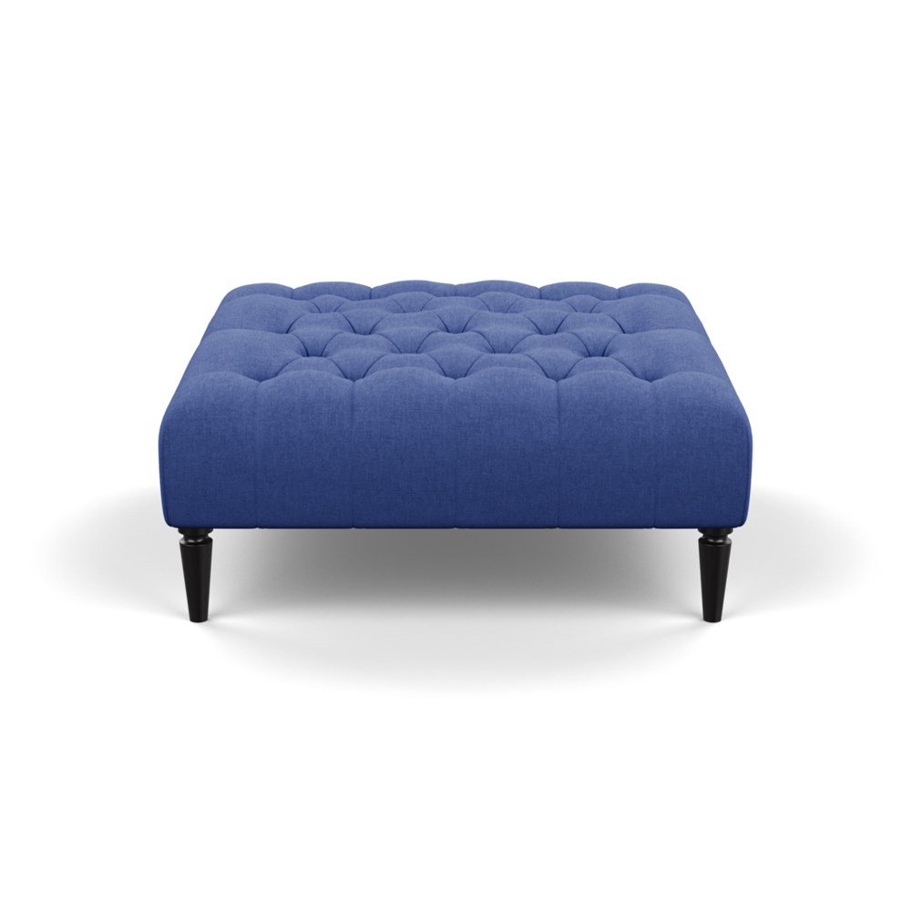 Heal's Balmoral Ottoman Brushed Cotton Cobalt Black Feet