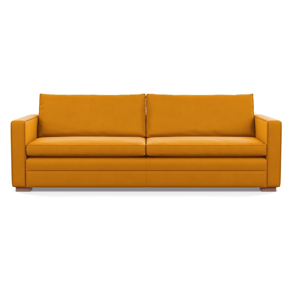 Heal's Palermo 5 Seater Sofa Nobilis Velvet Mustard Walnut Feet