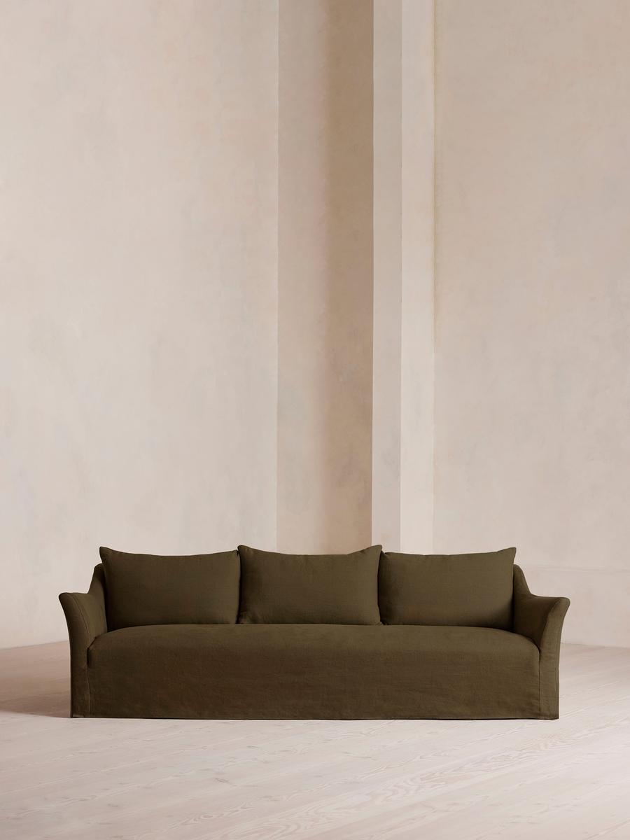 Roma Four Seater Sofa, Linen, Olive