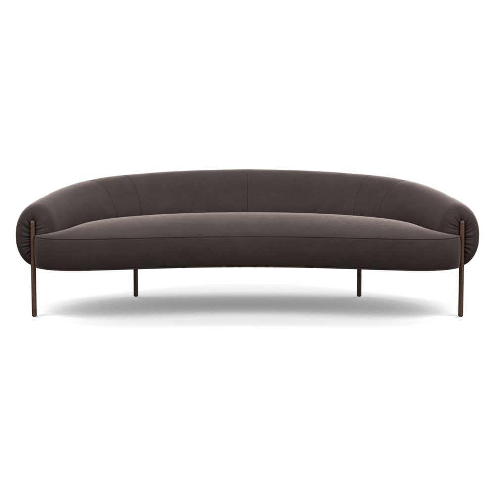 Heal's Isola 3 Seater Sofa Nobilis Velvet Sable Bronze Feet