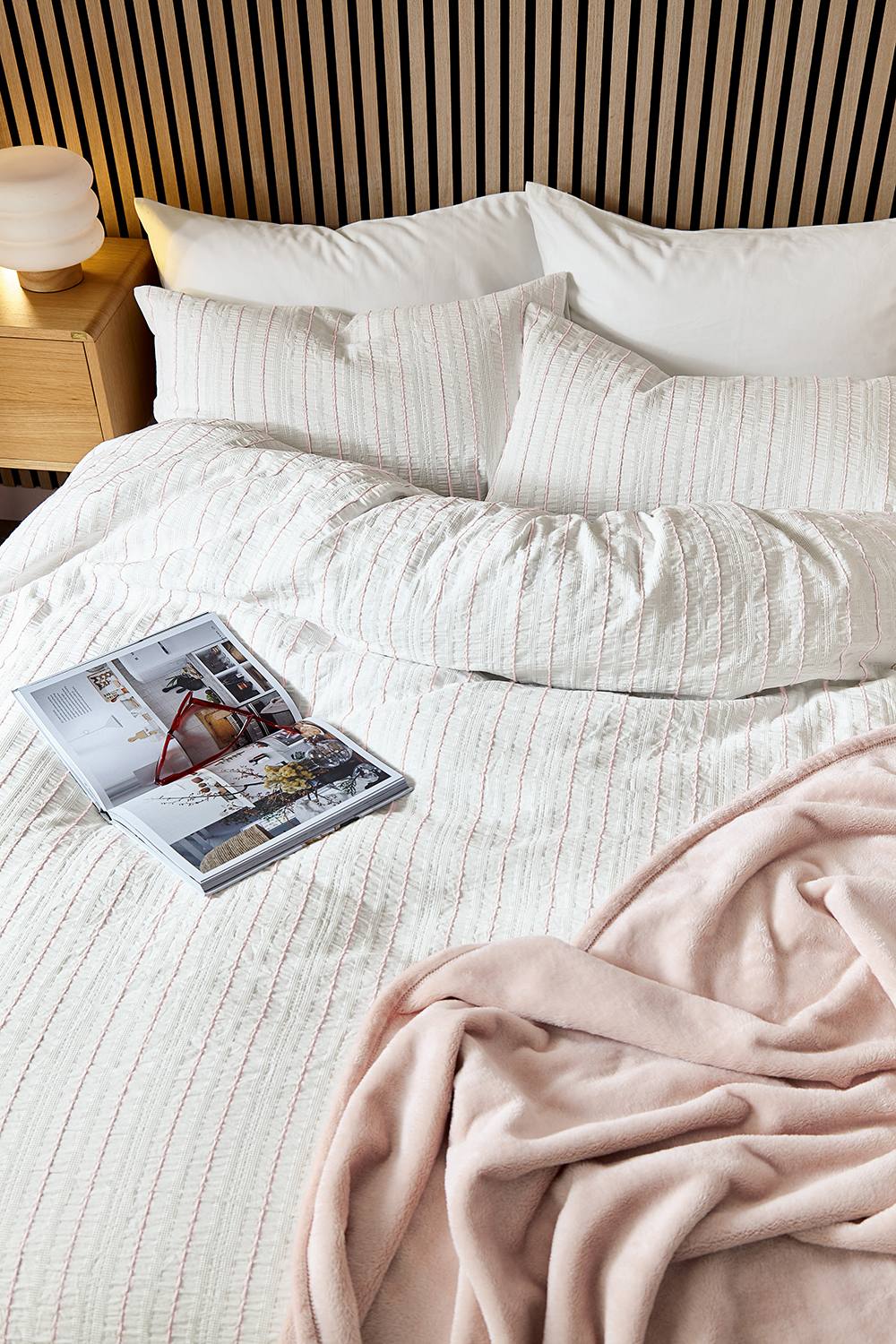Helena Springfield 'Waffle Stripe' Duvet Cover Set in Pink 2