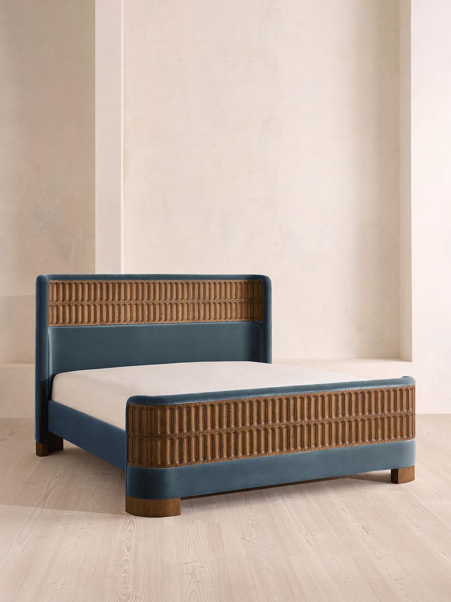 Devon Bed, Super king, Velvet, Grey Blue
