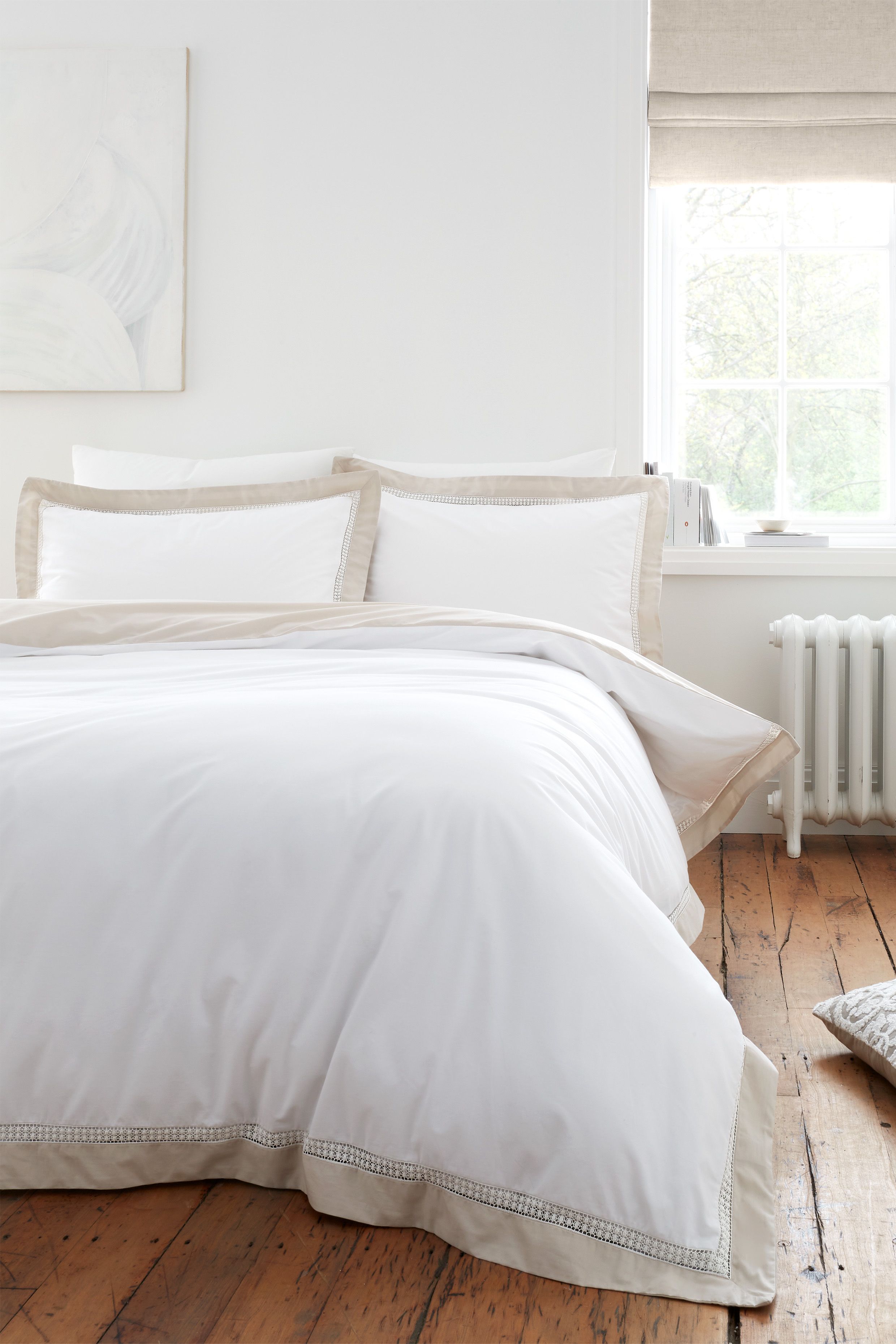 Bianca 'Oxford Lace' 200 Thread Count Cotton Duvet Cover Set in Natural