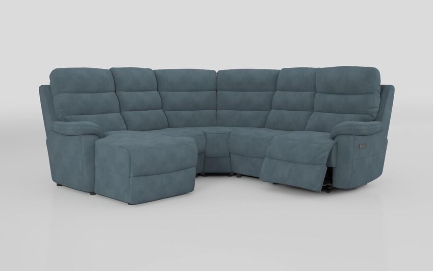 Blue Fabric Ossett 2 Corner 2 Left Hand Facing Chaise Right Hand Facing Power Sofa with Head Tilt