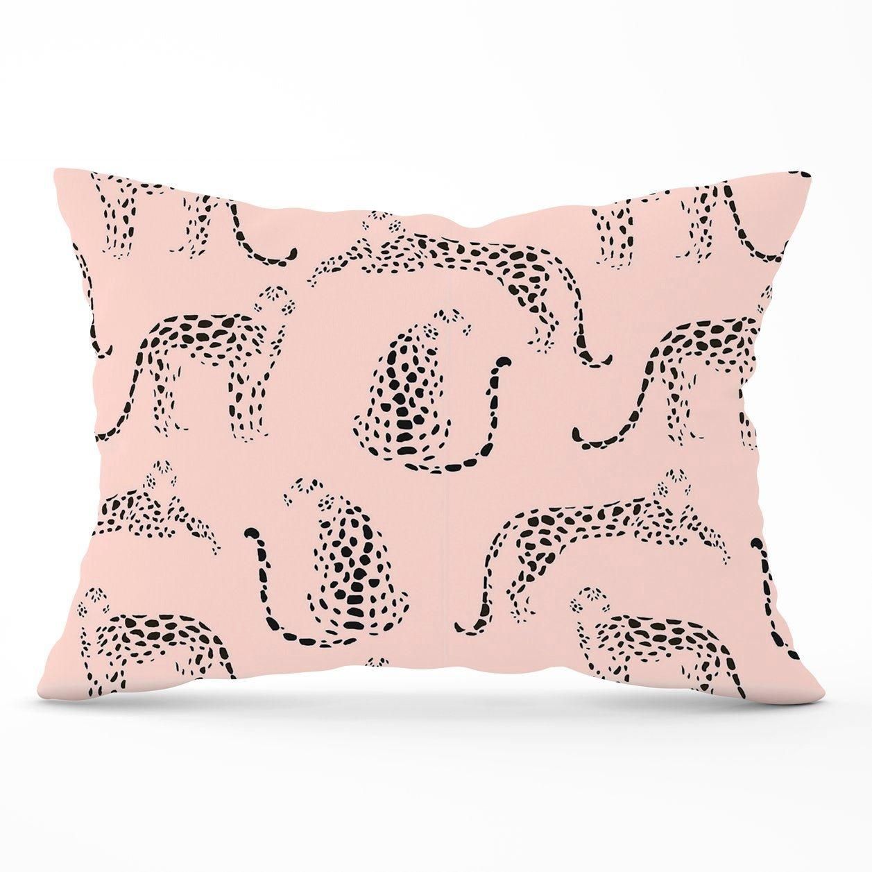 Warren Reed - Designer Abstract Leopard Pattern Cushions in Pink