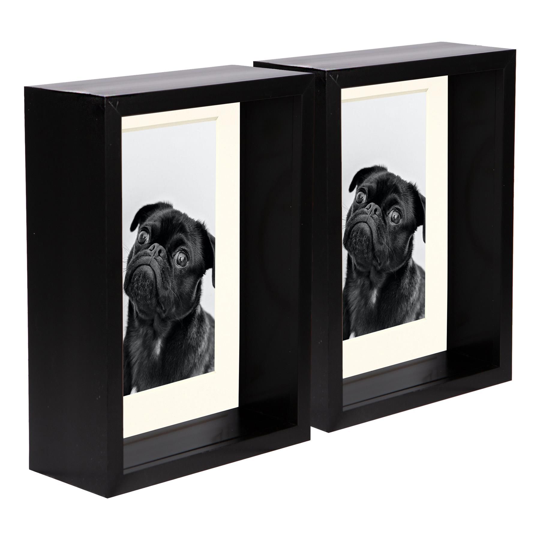 Nicola Spring 5" x 7" 3D Deep Box Photo Frames - 4" x 6" Mount - Black - Pack of 5 in Ivory