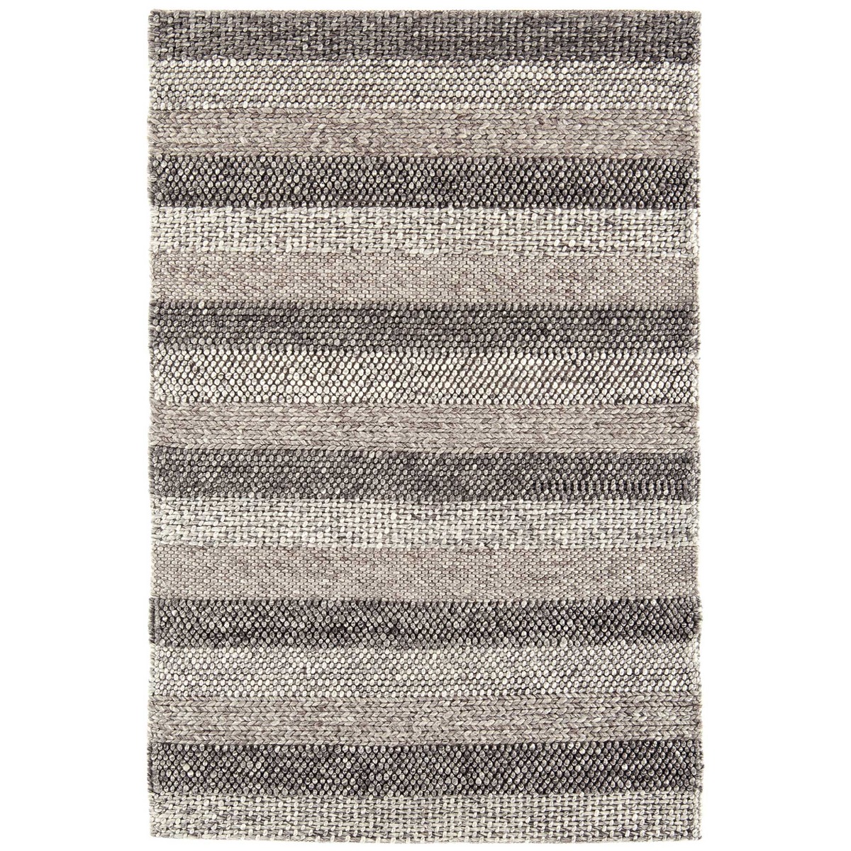 Flori Varied Stripe 120x170cm Rug, Square, Brown Wool Blend | Barker & Stonehouse
