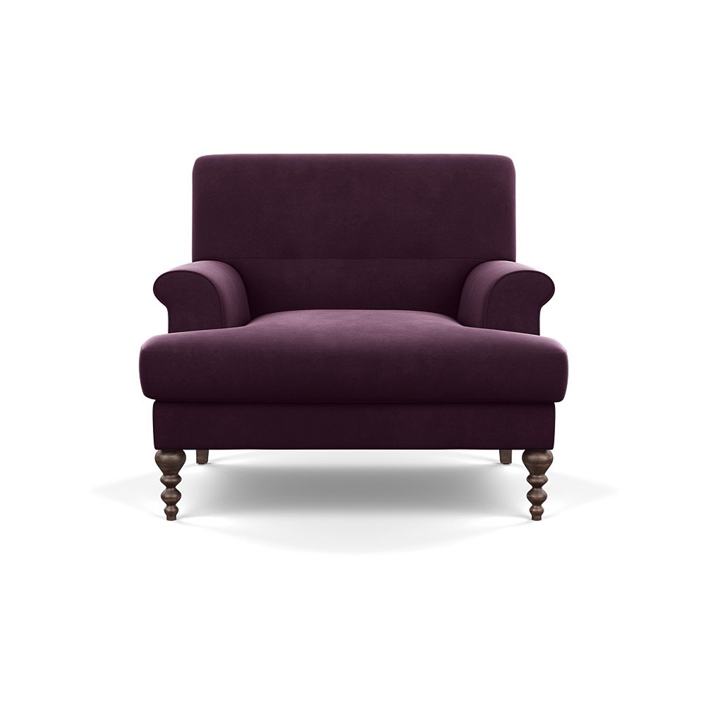 SCP Oscar Formal Armchair Velvet Grape Walnut Feet