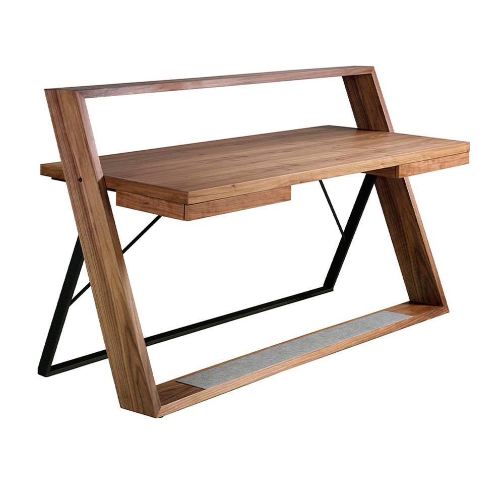 Angel Cerda Model Walnut & Black Steel Desk 2 Soft-Close in Brown