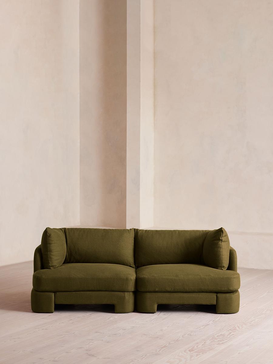 Odell Deeper Sit Modular Sofa, Three Seater, Linen, Olive
