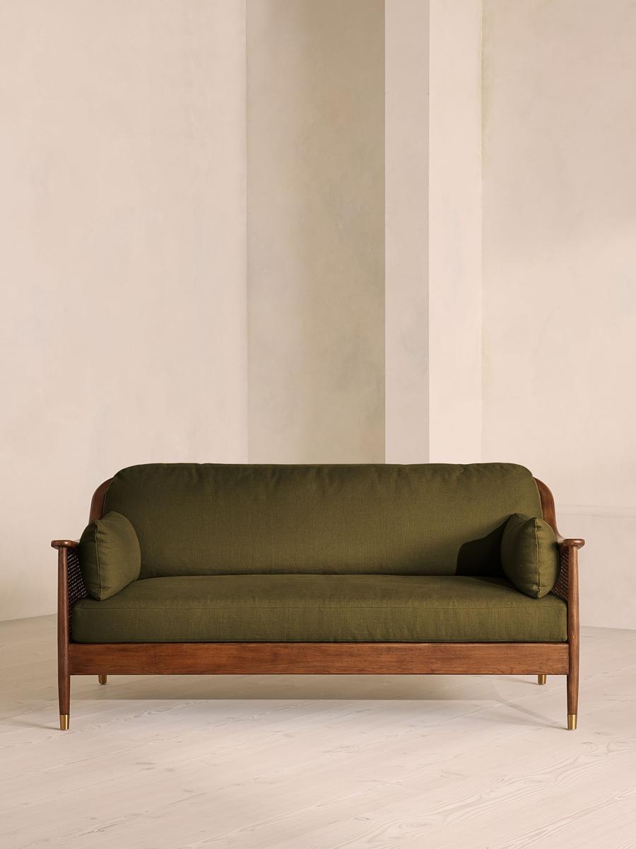 Atlanta Three Seater Sofa, Linen, Olive