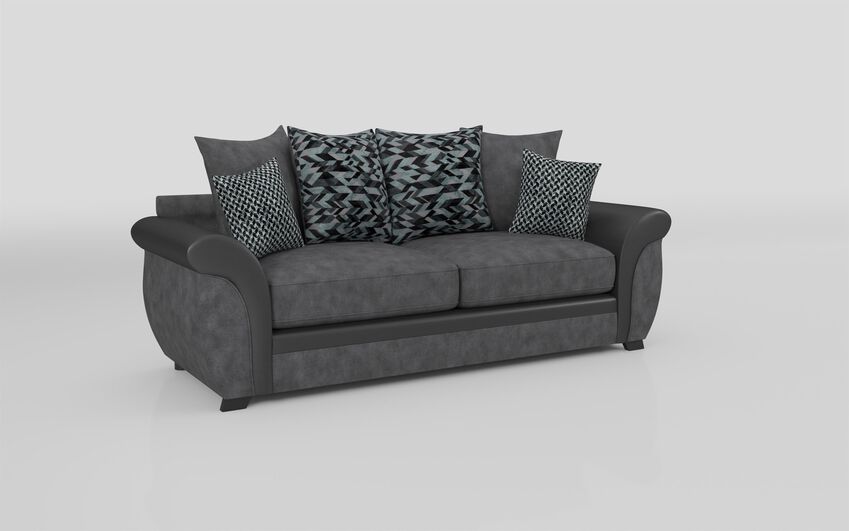 ScS Living Grey Kadie Fabric 3 Seater Scatter Back Sofa