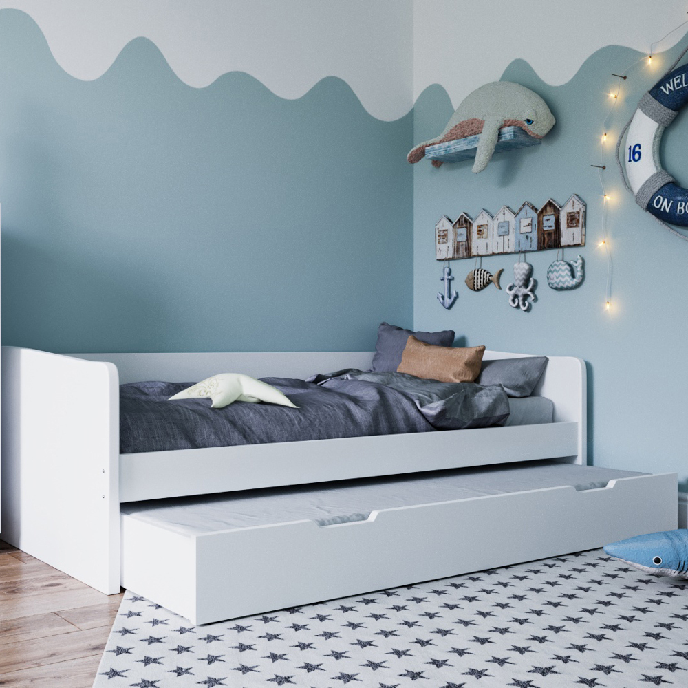 Kudl White Wooden Day Bed Frame - 3ft Single