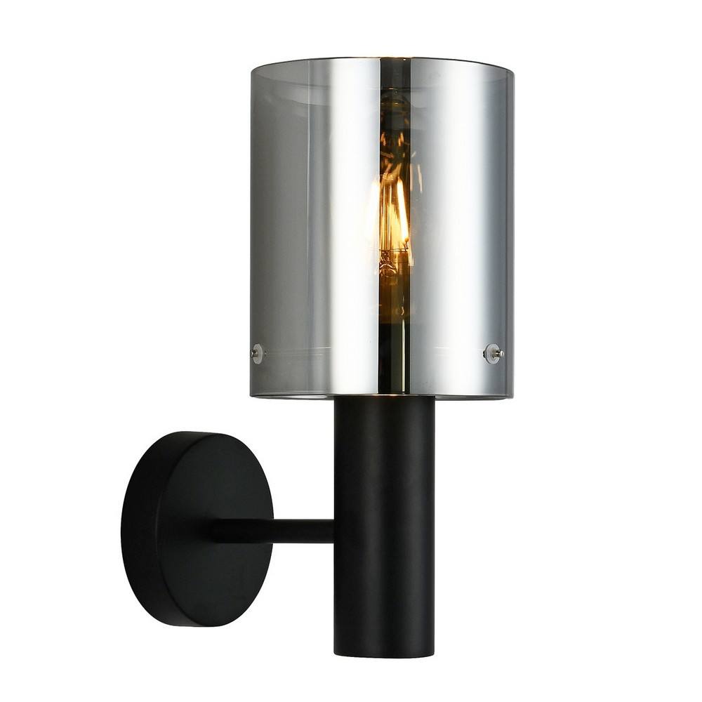 Netlighting Modern Wall Lamp Black 1 Light with Smoky Shade E27