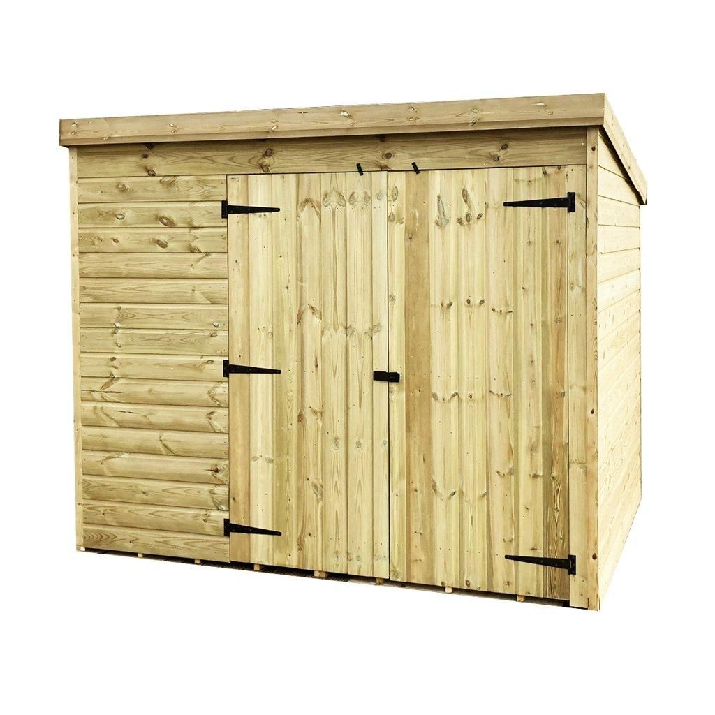 Marlborough 7 x 6 Pressure Treated Pent Garden Shed with Double Doors in Natural 6