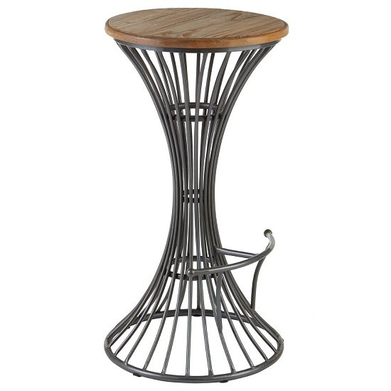 Maples Bar Stool In Wooden Seat With Metal Frame