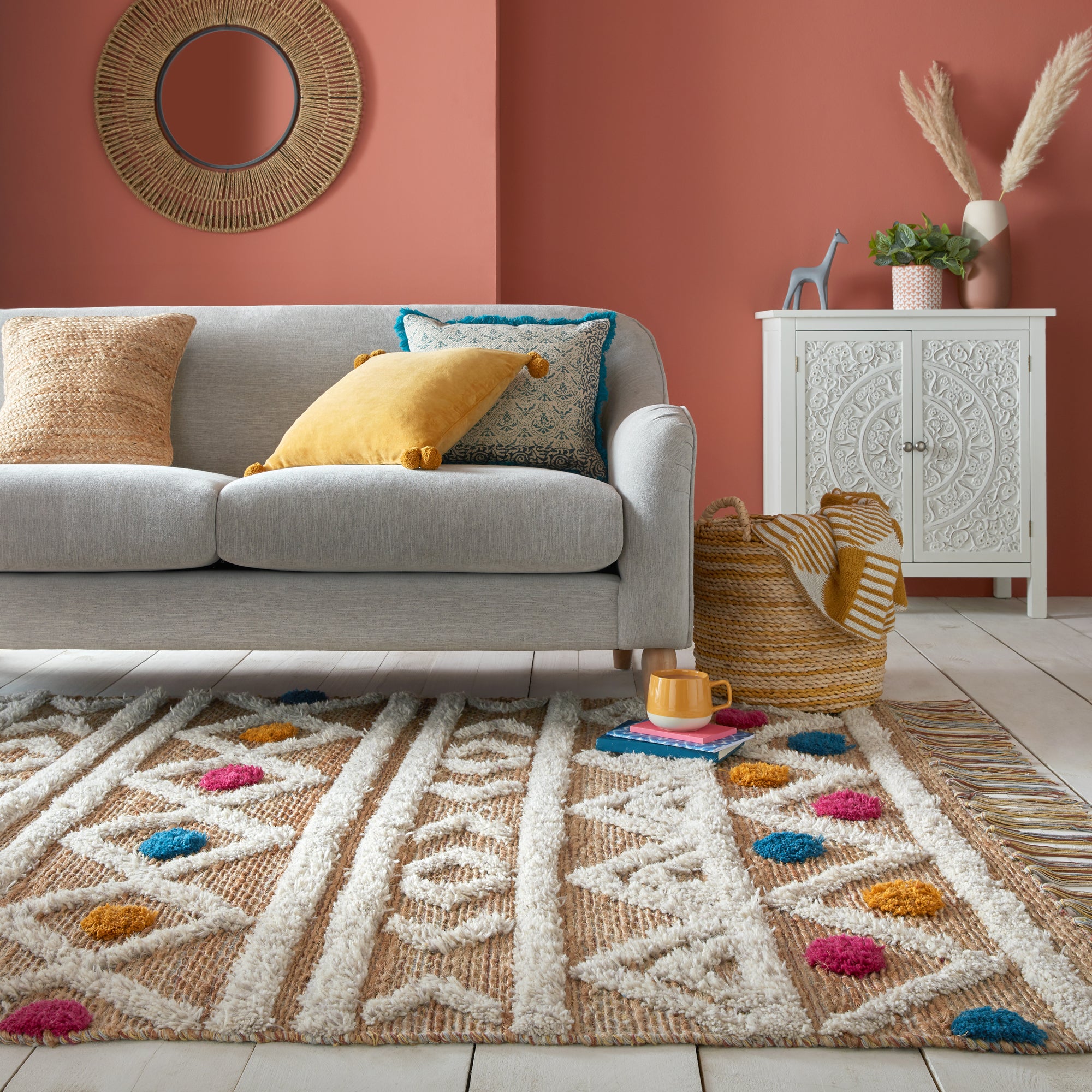 Azami Jute Blend Rug Brown/Blue/White