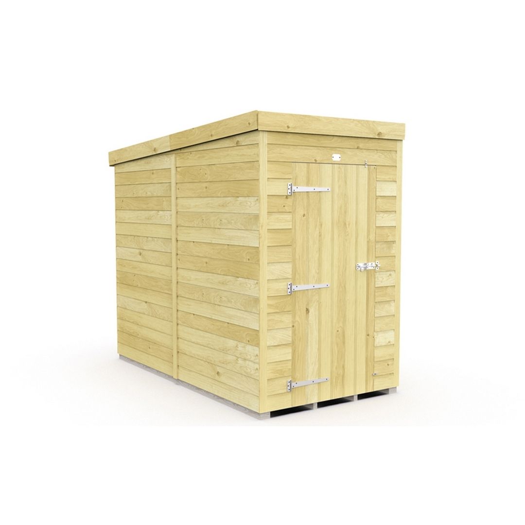 Buttercup Farm 4 x 8 Feet Pent Shed - Single Door W/O Windows - L231 x W127 x H201 cm in Brown