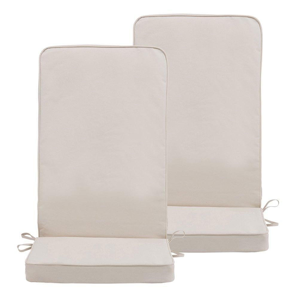 icon Outdoor High Back Seat Cushion Set of 2 in Beige