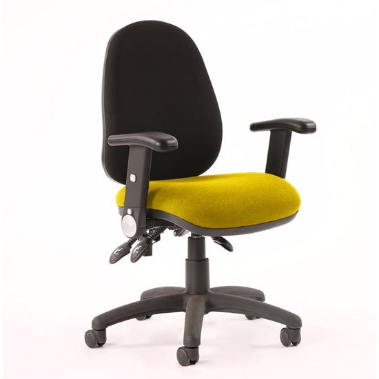 Luna III Office Chair With Senna Yellow Seat Adjustable Arms