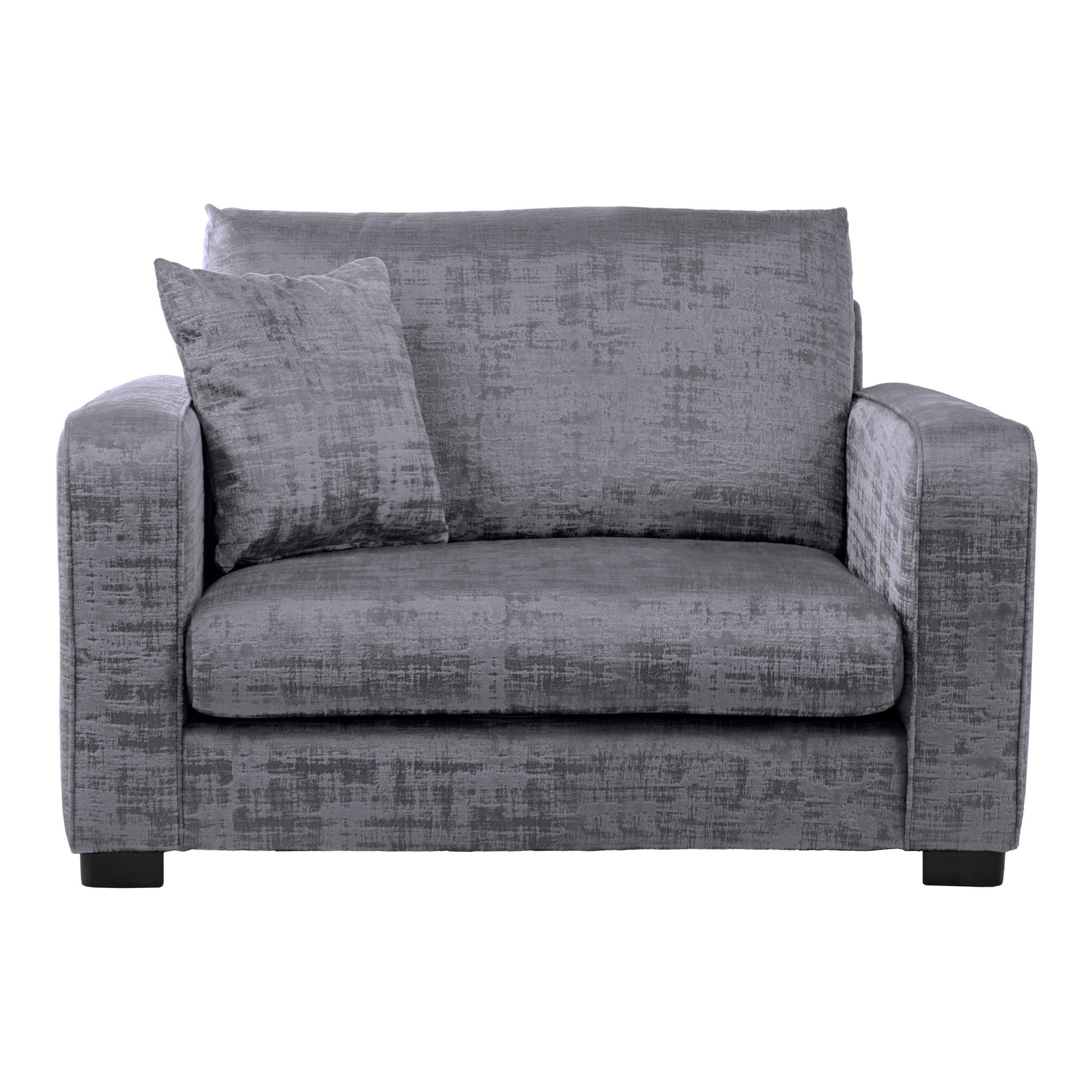 Carson Distressed Velvet Snuggle Chair Grey