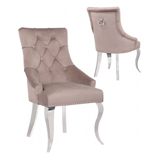 Angelo Taupe Velvet Dining Chairs In Pair