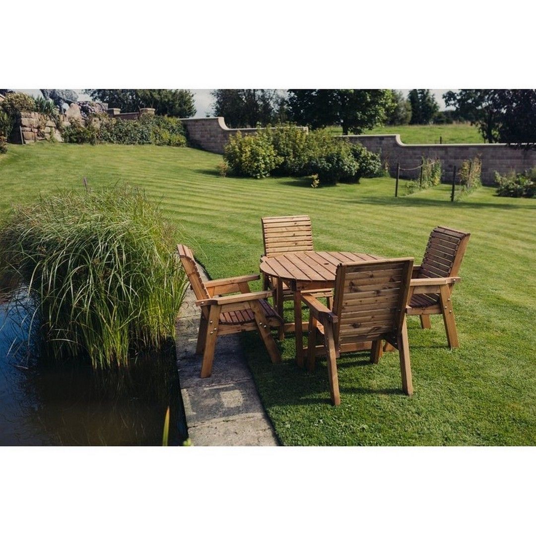 Churnet Valley Garden Furniture Ltd Valley Round 4XC Set - Min. Assembly Required - Set of Cushions Inc in Brown 2