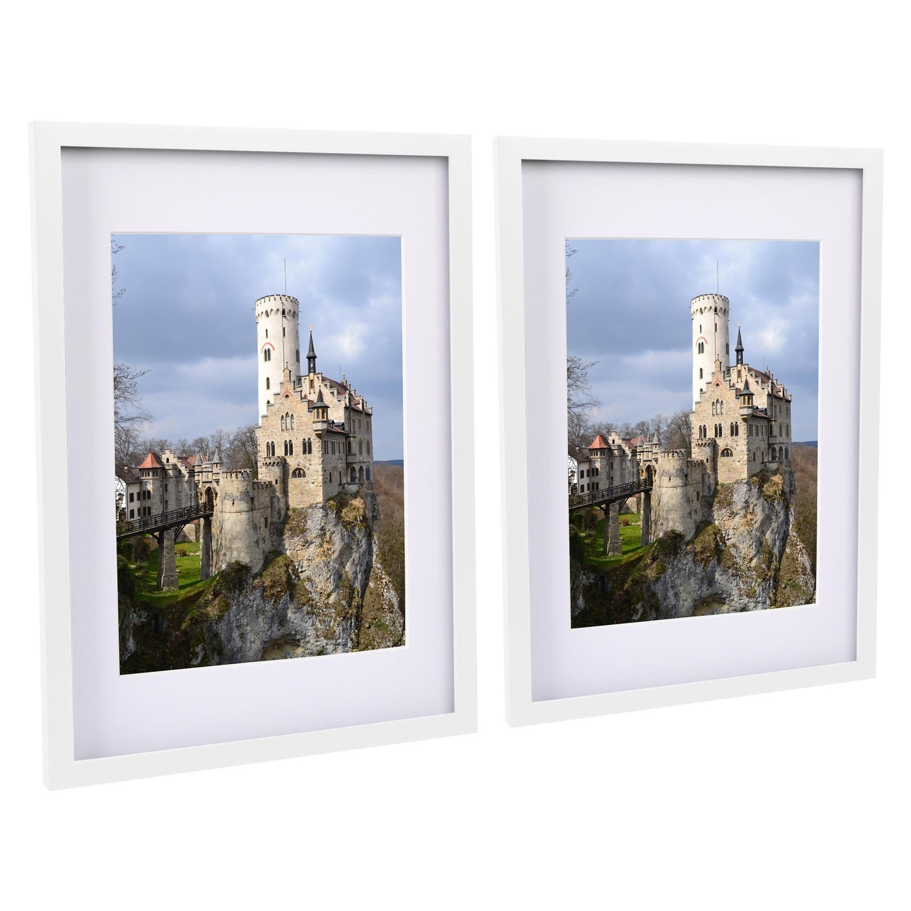 Nicola Spring 2x Photo Frame with White A4 Mount - A3 (12" x 17") Picture Display