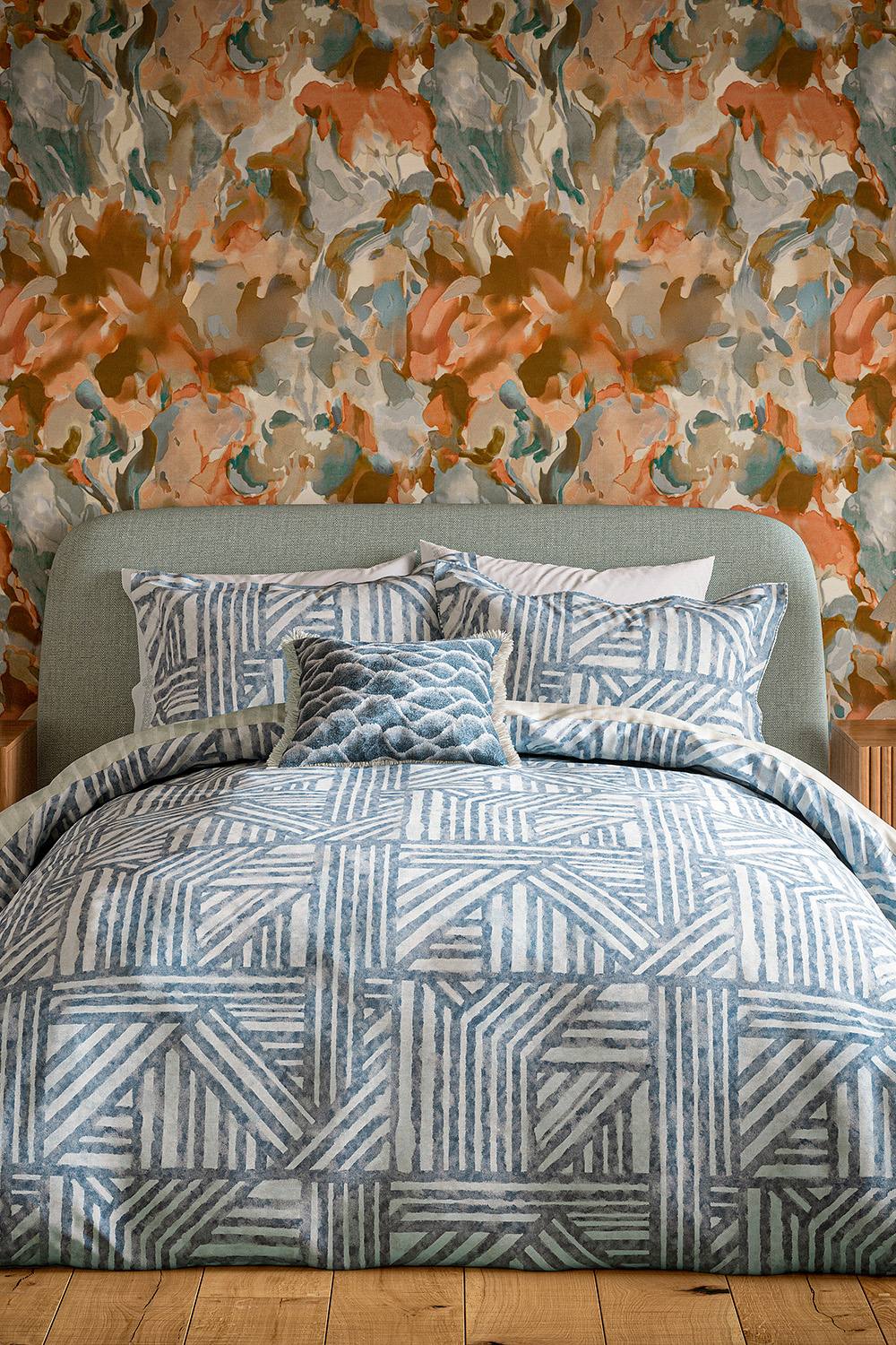 Harlequin 'Crater' Cotton Duvet Cover Set in Blue